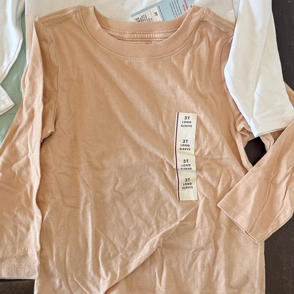 Huge Bundle of Cat & Jack Kids Long Sleeve Tees White, Mint, Mustard, Tan - Picture 2 of 6